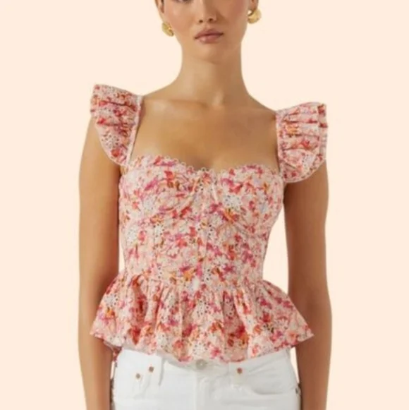 ASTR THE LABEL BAYLIN FLORAL PEPLUM TOP WOMENS SIZE XSMALL - Picture 9 of 16